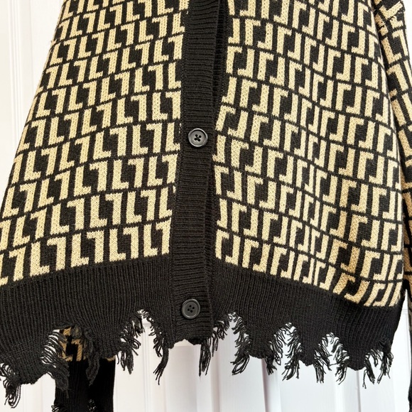 NWT Trendy Threads Tan & Black Distressed Grunge Knit Sweater 3X - Picture 10 of 16